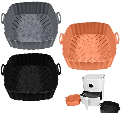 Silicone Covers Air Fryer Basket, 3 Pieces Accessories Aéfrelle - Microwave Bearing Square Fryer Covers
