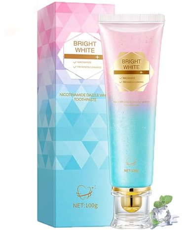 Pâte à dents blanchissante à la niacinamide Easilyous Bright White - Formule douce - Élimine les taches de café et de thé - Support en émail et soin des gommes (1)