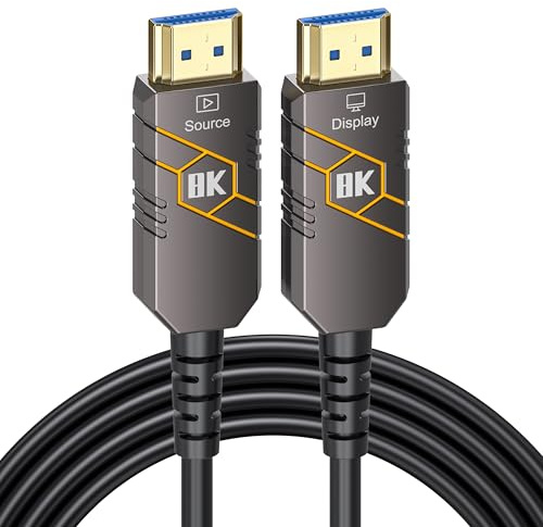 RyzzRooa 8K Fiber Optic HDMI Cable 50FT, 48Gbps High Speed HDMI 2.1 Cable, Support 8K@60Hz, 4K@120Hz, HDR10+, SBTM, QMS, CEC, HDCP 2.3 for TV, Monitor, Computer, Laptop, Projector, PS5/4/3