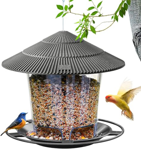 Vogelfutterhaus zum Aufhängen,820ml Vogelfutterstation Vogelhaus zum Aufhängen Wetterfest,Kunststoff Futterhaus,Futterspender Vögel,Vogelfutterspender für Vögel Geignet für Balkon Garten