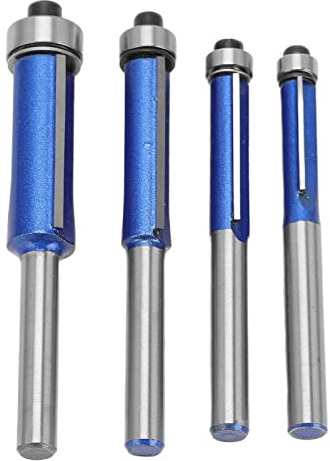 Set di punte per rifinitura 4 pezzi Punte per fresa a profondità regolabile in lega di acciaio al tungsteno per la lavorazione del legno Smussatura e rifinitura Gambo 1/4 pollice