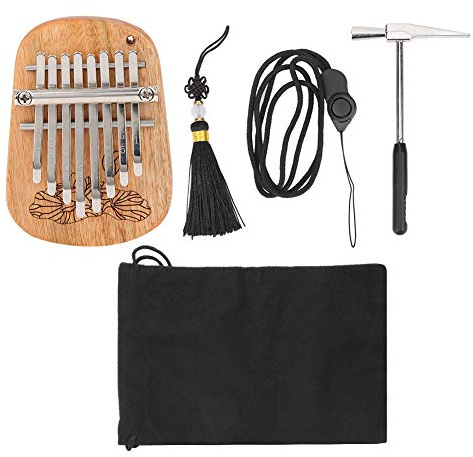 Vvikizy GECKO K 8CA Kalimba Piano de Pulgar, Madera de Alcanfor, Mini Orificio para Colgar con 8 Teclas, con Teclas de Metal Mineral para Actuaciones de Instrumentos Musicales,