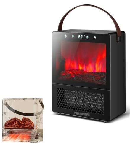 YXINHONGYUE Calefactor pequeño y silencioso de 220 V (24 cm × 40,5 cm). Chimenea de Alta Potencia con Efecto de Llama Doble protección de Seguridad Ideal para Primavera Verano y otoño