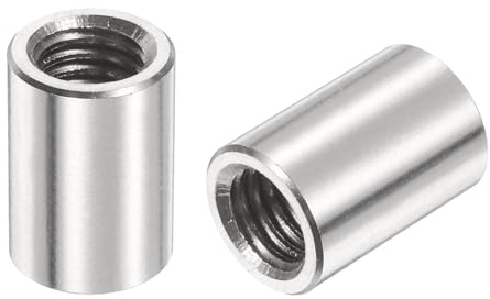 QUARKZMAN 6pcs Manchon Fileté Rond M10 en Acier Inoxydable 304, Écrous Ronds d'Accouplement Connecteurs et Mécaniques Longueur 20mm, Manchon Tige Barre Écrou à Tige pour Support, M10x20x14mm