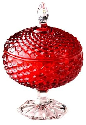 BSKJMMP Sucrier avec couvercle en cristal rouge pour femme - Diamètre : 16 cm - Hauteur : 14 cm - Hauteur avec bouchon : 25 cm
