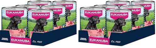 EUKANUBA Cibo umido per cani senior con manzo e zucca, cibo umido premium senza cereali per cani anziani, 6 x 400 g lattine (Confezione da 2)