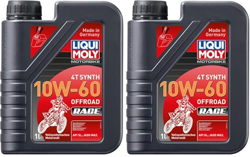 LIQUI MOLY Motorbike 4T Synth 10W-60 Offroad Race | 1 L | Motorrad 4-Takt-Öl | Art.-Nr.: 3053, Schwarz (Packung mit 2)