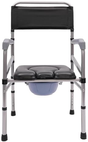 Antirutschiger Toilettenstuhl mit Gepolsterter Sitzfläche und Toiletteneimer Faltbarer Dusch-Toilettenstuhl 44-54 cm Höhenverstellbare Duschstuhl hat eine max. Belastbarkeit von 175 kg