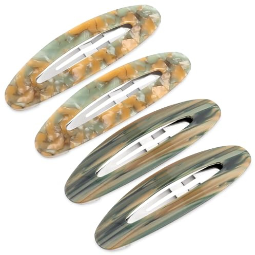 4 Stück Snap Haarspangen Groß aus Acetat Lange Haarspangen Damen 9cm rutschfeste Haarclips elegant stabile Haarklammern für feines dickes und dünnes Haar Alltag (Grün)