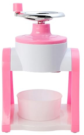 Cabilock Manueller Eiscrusher Handkurbel Kompakter Küchen Eiszerkleinerer aus Edelstahl Pink für Slush und Desserts