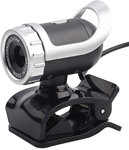 ciciglow Webcam à Clip USB 2.0 0,3 Mpx, Caméra PC à Clipser, Webcam HD Plug and Play avec Support Rotatif à 360° et Microphone intégré pour PC (Silver)