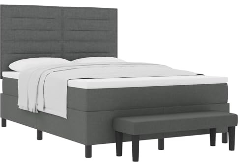 Owoxanthellate Boxspringbett Dunkelgrau 160x200 cm mit Matratze, Holzwerkstoffrahmen mit Lattenrost, Höhenverstellbares Kopfteil, Langlebiges Schlafsofa für Schlafzimmer und Gästezimmer