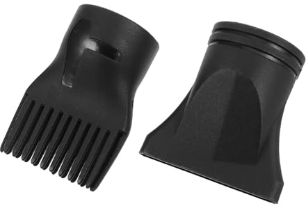 GOOHOCHY Ugello Compatibile e Resistente Professionale Asciugacapelli per 2 in Plastica Nero con Beccuccio e Pettine, Strumento per Styling Chioma da