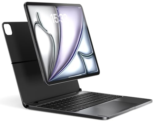 Brydge Max 13.0 iPad-Tastaturhülle mit Trackpad für iPad Pro 32,8 cm (3. - 6. Generation) und Air 33 cm (M2 und M3), Aluminium-Tastatur mit Hintergrundbeleuchtung, 270-Grad-Scharnier, Karbongrau