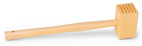 Nucelit Batticarne a doppio lato in legno per cucina professionale in legno con manico antiscivolo Batticarne in legno
