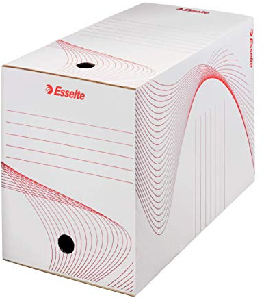 Esselte, Lot de 25 Boite d'archives A4, 200 mm, 1600 feuilles, Carton | Lot de 25 boîtes d'archives A4, dos 200mm, capacité 1600 feuilles, carton ondulé sans acide, coloris blanc.
