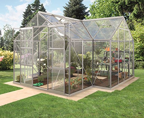 Gartenwelt Riegelsberger Gewächshaus Sirius Orangerie - ESG 3 mm Alu, Fläche: ca. 13 m², mit 4 Dachfenster, inkl. Stahlfundament 6 cm hoch, Sockel: 3,81 x 3,81 m
