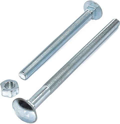 Pack of 10, M12 x 240 BZP Cup Square Carriage Bolt Coach Screw & Full Nuts Hexagon DIN 603