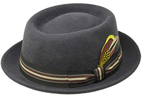 Borges & Scott Premium Defoe - Porkpie Hut mit Abnehmbarer Feder - 100% Wollfilz - Wasserabweisend - Für die Reise aufrollbar