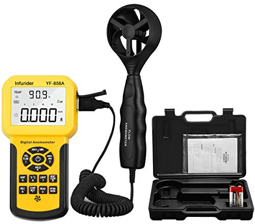 INFURIDER Handheld Digital Anemometer YF-856A Split Type Wind Speed Meter Wind Gauge for Measuring Wind Temperature Air Flow Velocity HVAC CFM with PC Software
