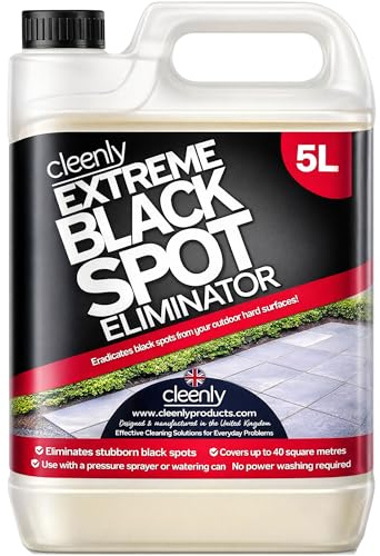 Cleenly Black Spot Destroyer - Removes Black Spots on Patios, Paving, Driveways & More - Easy to Use Fluid Removes Dirt and Grime (5 Litres)