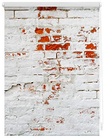 Lichtblick Klemmfix Verdunklungs-Rollo mit Motiv, ohne Bohren, Blickdicht, Seitenzugrollo, Made in Germany, Mauer - Weiß Rot 120 x 150 cm