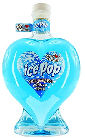 Blue Raspberry Ice Pop Gin Liqueur 50cl | Love Heart Gift Bottle | By Sweet Little Drinks