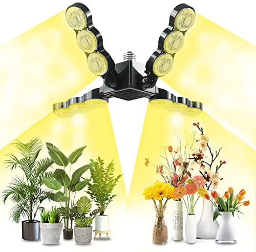 SANSI 60W LED Grow Light for Indoor Plants, 4000K Sunlike Full Spectrum Plant Growing Lamp with 4 Adjustable Lighting Panels for Hydroponic Greenhouse Veg (E27 Base, PPF 96 umol/s, Coverage 8 Sq Ft)