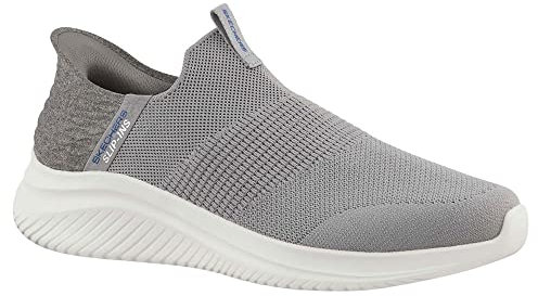 Skechers Herr Ultra Flex 3.0 Smooth Step Sneaker, Grå stickad trim, 42 EU