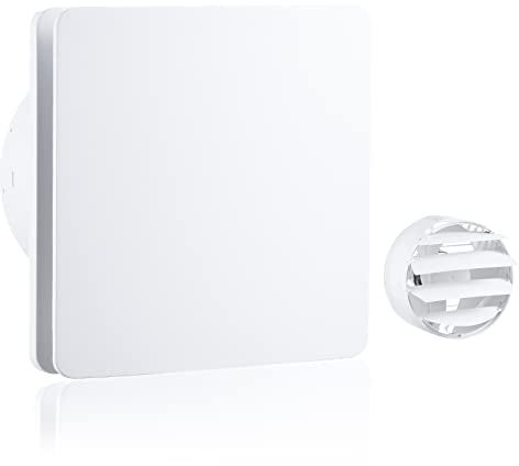 FanGoFast Badlüfter 150mm, Badezimmer Abluftventilator Leiser mit Rücklaufklappe, Weiß Wandventilator Fensterventilator für Küche Bad Gewächshaus Garage