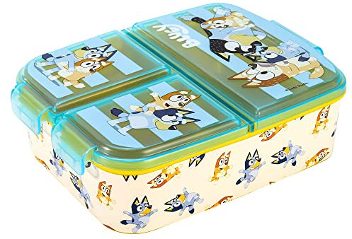 Zawadi Global Bluey Kids Childrens Multi Compartment Rectangular School Travel Lunch Food Box Sandwich Bento Container, BPA Free