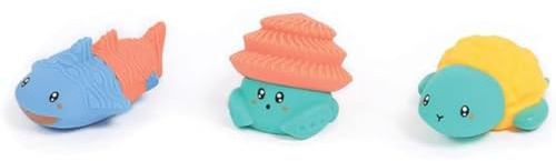 Ludi - Aquacopains - 3 Aspergeurs en Silicone lavables et interchangeables - 3 Animaux Arroseurs pour Jouer dans Le Bain ou à la Plage- Dès 10 Mois