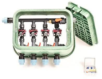 Plug&Rain 4er-Ventilbox Hunter PGV mit Durchflussregulierung und Druckluftanschluss, 25 mm (3/4) Expert