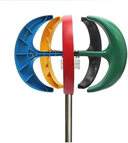 CHRISK Aerogenerador Vertical con Controlador, 9000W Linterna 5 Palas AC generador Solar portátil para el Patio del hogar,24v