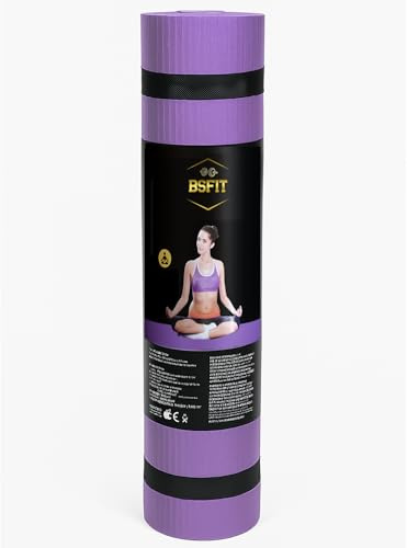 BSFIT Esterilla Yoga Antideslizante | Colchoneta de Gimnasia y Pilates para Fitness | Ligera y Portátil, Entrenamiento en Casa, Gimnasio o Camping | (4MM)