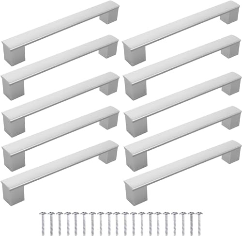 Meblando Möbelgriffe Set 10 Stück, schrankgriffe- griffe für küchenschränke Silber, 128 mm griffe möbel- türgriffe küche, universal schubladengriffe und küchengriffe Kleiderschrank Griff