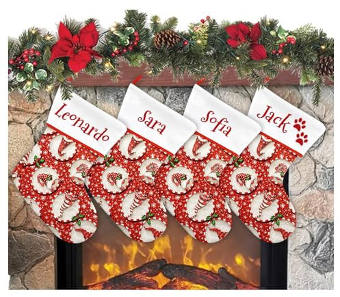 ALMATEX SRL Weihnachtsstrumpf, zum Aufhängen, mit Namen, 20 cm, 33 cm, personalisierbar, Weihnachtsstrümpfe, Weihnachtsstöcke, für Familienfeiern (20 x 33 cm, Wichtel, 4)