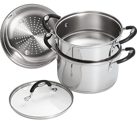Stainless Steel 3 Quart Steamer & Double-Boiler, 4 Piece