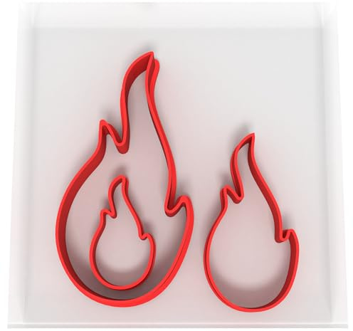 JUST CUTTERS Flame Shape Cutters | Set of 3 Plastic Cutter for Baking, Fondant, Clay, Pastry, Icing, Jewellery (3/5/8CM)