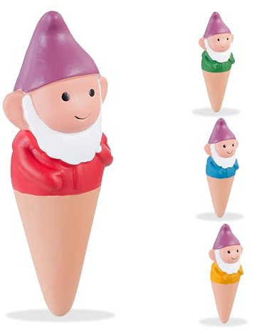 Relaxdays Tonkegel Bewässerung, 4er Set, je 100 ml, Mehrfarbig | Zwerg-Design, Gießhilfe, Zimmerpflanzen & Balkonkästen