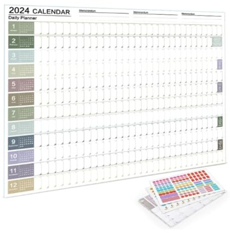 Wandkalender Jahresplaner 2024 im Posterformat 14 Monate Querformat Wandplaner, Jahreskalender, Posterkalender zur Dekoration geeignet Schreibtischkalender