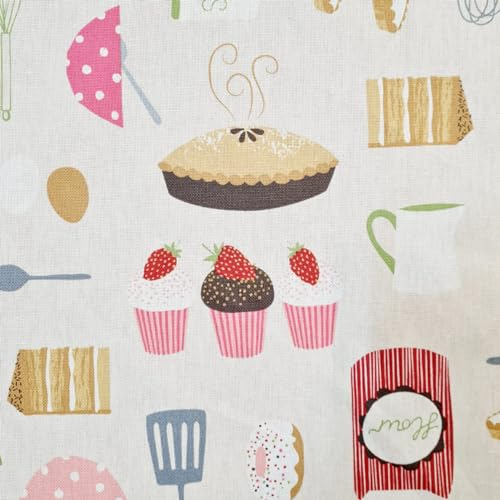 Stoff Meterware pflegeleicht Backen Torten Kuchen Dekostoff Vorhangstoff Tischdeckenstoff Kissenstoff selber nähen Schürze
