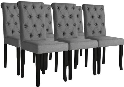 THOYTOUI Esszimmerstühle 6 STK. Lounge Sessel Arbeitsstuhl Esstisch stühle Essstühle Geeignet für Speisesaal Schlafzimmer Bar Küche Dunkelgrau Stoff