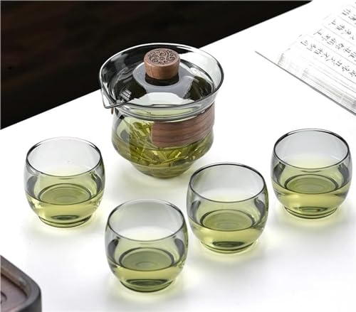 Teiere Set Di Teiere Zuppiera Vetro Trasparente Ispessimento Coperchio Teiera Vetro Resistente Calore Ciotola Puer Oolong Kung Fu Set Tè Bicchieri Teiera Set Da Tè (Color : C)