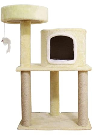Katzen Kletterbaum Katzenbaum Hoch Katzen-Klettergerüst Mit Katzenstreu-Kratzbaum, Vier Jahreszeiten-Katzen-Sprungplattform, Mehrschichtiges Katzen-Kratzbrett-Spielzeug Katzenmöbel(Color:Beige)