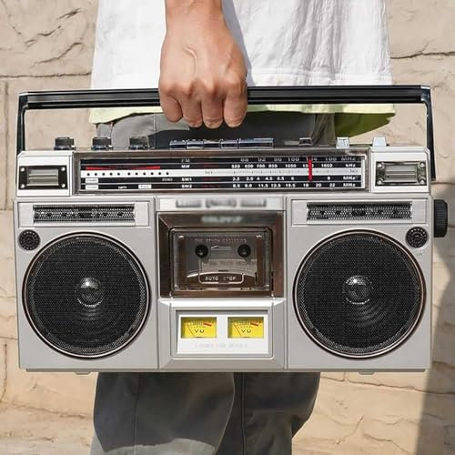 Bluetooth-kassettspelare med AM/FM, USB-inspelning, retro boombox CD-bandspelare, kassettspelare, kassettspelare för familjesammankomster resor