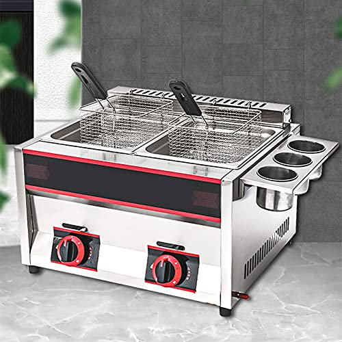 Friteuse à gaz – Grande capacité, friteuse domestique commerciale au GPL avec puissance de feu réglable – autoportante,couvercle amovibles (Gas)