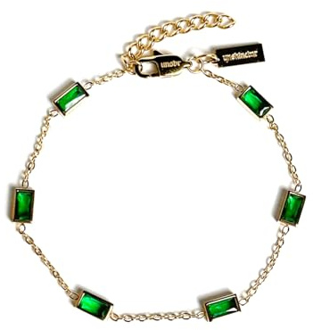 UNSHINEBAR Gemstone Tennis Armband für Herren in verschiedenen Farben (Grün Rot) in Silber oder Gold - Streetwear Iced Out Zirkonia Armband aus Edelstahl und 18K Gold - Wasserfestes Armband