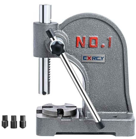 CXRCY Arbor Press 1 Ton Round Ram, Cast Iron Heavy duty Upgraded Manual Arbor Press 1 Ton, 5.5 Maximum Height, Desktop Arbor Press, Metal Punch Press Machine for Stamping Bending Forming Stretching