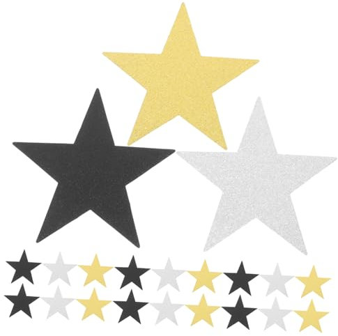 ULDIGI 30stücke Teiliges Glitzernde Papiersterne Handgeschnitten Gold-silber-schwarz Funkelnde Sternausschnitte Für Pinnwände Diy Basteln Geburtstags Klassenraumdekoration